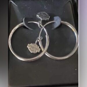 Harley Davidson Large Sterling Hoops
